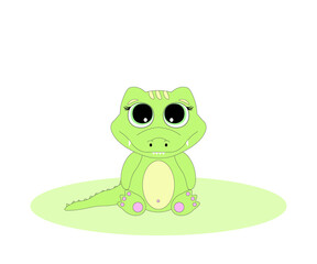 children's illustration with a cartoon crocodile,alligator
