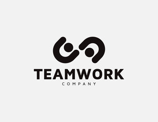 Teamwork people partner community or unity logo design