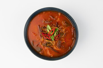Spicy soup with white background.