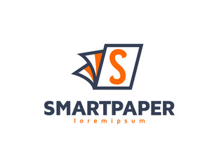 Modern smart education logo with letter s on paper