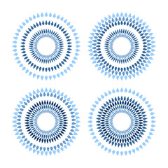 Set of abstract geometric circle blue patterns. Round design elements.