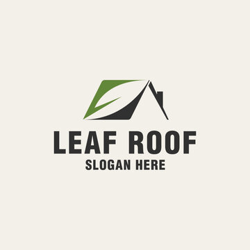 Leaf roof logo template on monogram style