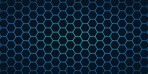 Vector abstract blue light hexagon line background. Technology polygonal concept.