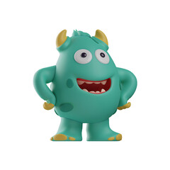 3D Cute Monster Design with hands-on his waist