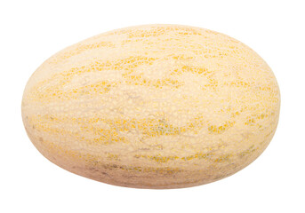 Ripe yellow melon isolated on a white background.