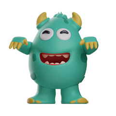 3D Cute Monster Cartoon Design as a happy zombie