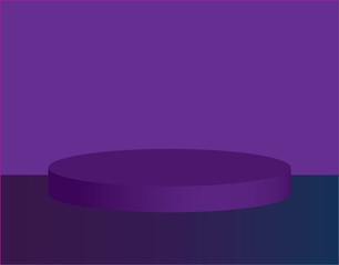 Cylinder podium with blue and purple background and. Product presentation display, platform, template. Minimalist realistic background