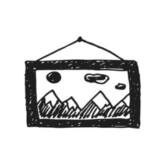 Vector hand drawn wall picture icon. Drawing