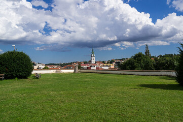 Panoramic view of medieval Trebic (Třebíč) town in Czechia