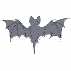 vector, isolated picture, continuous line drawing of a bat