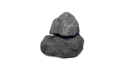 Tharparkar Desert Sindh, Pakistan Natural Coal Isolated on White Background.