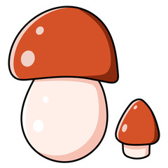 Mushroom. Beautiful autumn forest large cartoon mushroom brown. Vector illustration for magazines, prints and stickers on canned food.