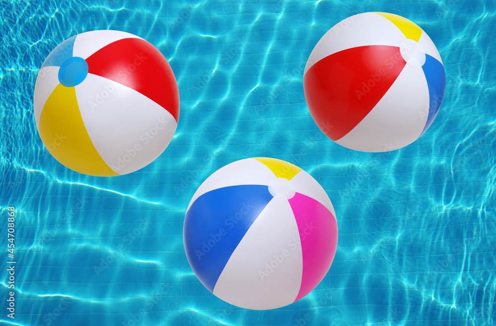 Poster Swimming pool water and beach ball