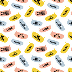 seamless pattern of speech bubbles with motivational phrases