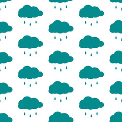 seamless pattern of clouds and raindrops