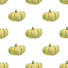Watercolor seamless pattern with pumpkins. Suitable for backgrounds, textiles, wallpapers, fabrics