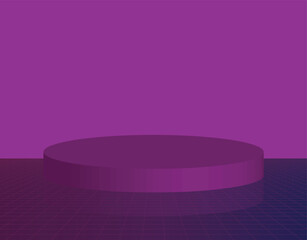 Cylinder podium with blue and purple background and. Product presentation display, platform, template. Minimalist realistic background