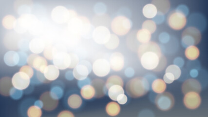 Blurred bright abstract bokeh on wide blue background. Vector illustration.
