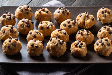 Healthy Organic Granola Balls with Nuts, Cocoa, Oats and Dark Chocolate - Sweet Vegetarian Snacks. Energy balls