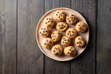 Healthy Organic Granola Balls with Nuts, Cocoa, Oats and Dark Chocolate - Sweet Vegetarian Snacks. Energy balls