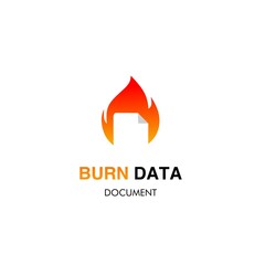 Burn data logo design concept, modern document with fire, on isolated background, icon template