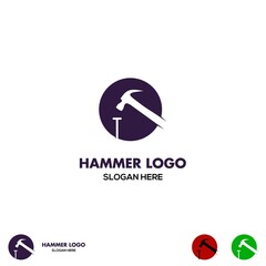 Vector Hammer and nails logo design,hammer hitting nail illustration icon template