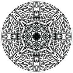 linear figures forming an abstract mandala for coloring on a white background, vector