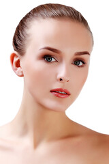 Obraz premium Pretty woman on a white background