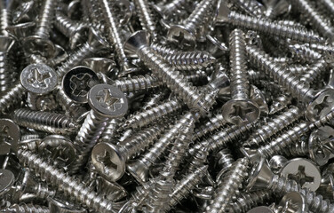 A lot of metal self tapping screws, Texture background