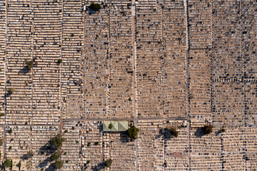 Jewish cemetery of Tel Afek, High altitude aerial view.
