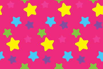 Seamless pattern with stars. Colorful background. Simple creative print for clothes, web, greeting cards, gift wrap and design. Gray, yellow, blue, purple, pink and green colors