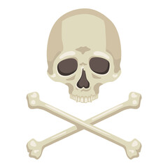 Vector Skull and Cross Bones Illustration on Isolated White Background