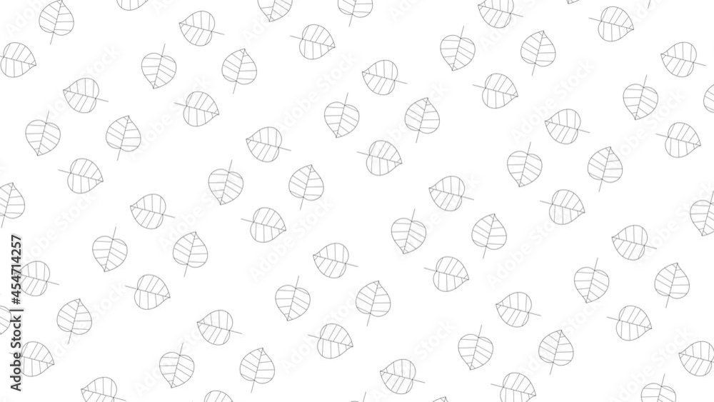 Poster aspen tree leaves black thin line icons on a white background. seamless loop motion graphic pattern 