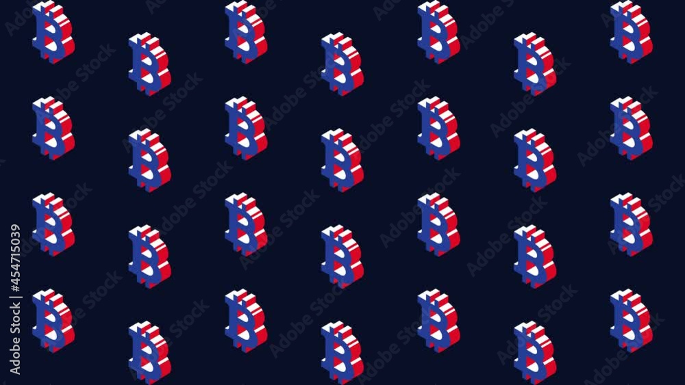 Aufkleber animated pattern with isometric symbols of cryptocurrency bitcoin. simple seamless loop modern motio