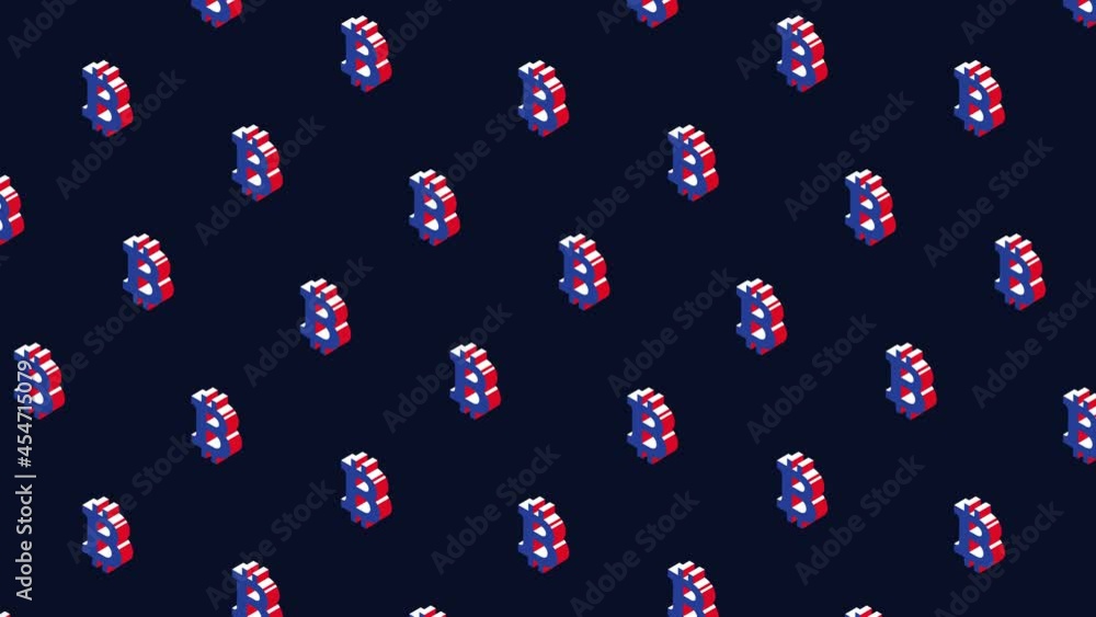 Aufkleber animated pattern with isometric symbols of cryptocurrency bitcoin. simple seamless loop modern motio