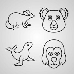  Animals Symbol Collection On White background Animals Outline Icons