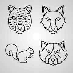 Animals Line Icons Set Isolated On White Outline Symbols Animals