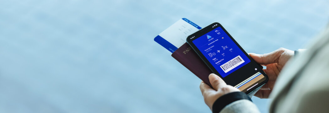 Digital airplane ticket on the smartphone mobile app