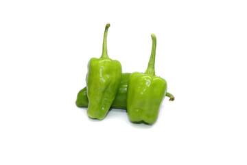 Green Cubanelle Peppers Isolated With White Background