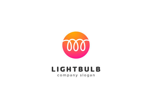 Light bulb logo template with helix inside isolated vector icon on white background. Electric company logotype template