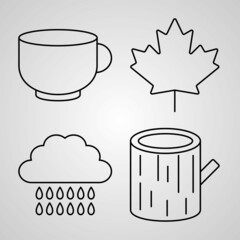 Autumn Icon Collection White Color Background