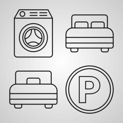 Hotel Icon Collection White Color Background