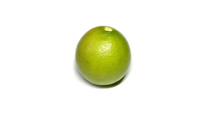 Raw Green Single Lemon Isolated on White Background