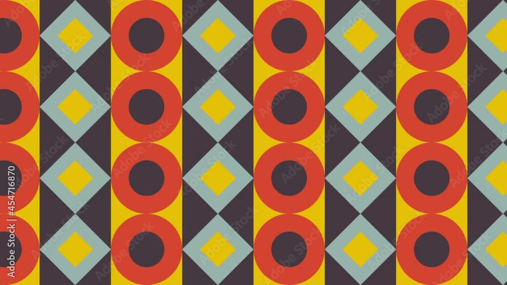 Aufkleber vintage mosaic with geometric dynamic tiles in a warm color palette. seamless loop motion graphic an