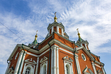 Fototapeta na wymiar Exterior of the orthodox church of the Uspensky Brusensky women's monastery. Founded in 1552. Kolomna, Russia