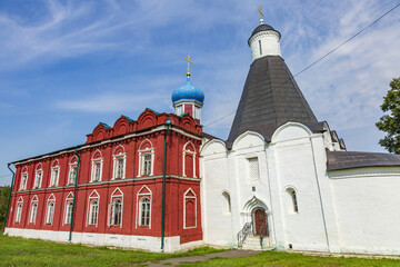 Fototapeta na wymiar Exterior of the orthodox church of the Uspensky Brusensky women's monastery. Founded in 1552. Kolomna, Russia