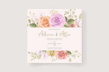 Beautiful flower wedding invitation card template