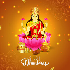 Shubh dhanteras celebration greeting card with vector illustration