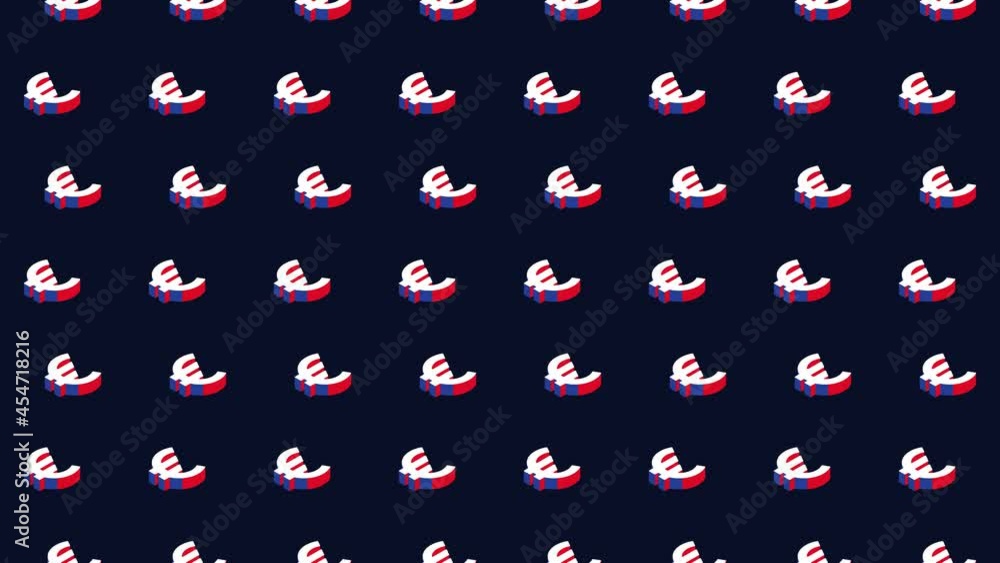 Aufkleber Animated mosaic with isometric symbols of European currency Euro. Simple seamless loop modern motion graphics background