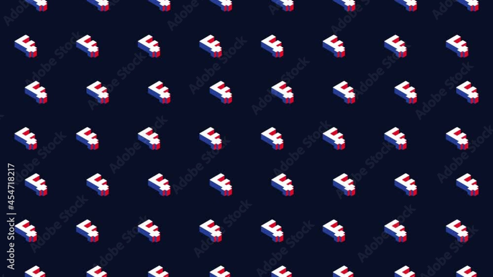 Aufkleber Animated mosaic with isometric symbols of Swiss currency Franc. Simple seamless loop modern motion graphics background